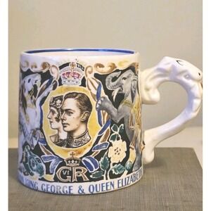 George Queen Elizabeth 1937 Coronation Mug Laura Knight Heraldic motifs